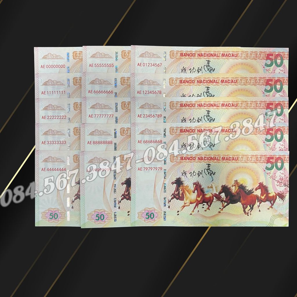 Bộ 15 Tờ Seri Siêu Vip Mã Đáo Thành Công Lưu Niệm Macau Sảnh Rồng, FULL 0-9 Cực Vip, Taxi 68-79)