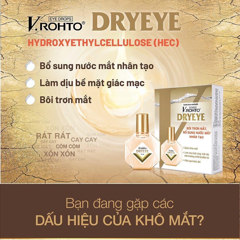 Nhỏ mắt V.ROHTO DRYEYE 13ml - Giúp bôi trơn mắt, giảm khô mắt và làm dịu mắt