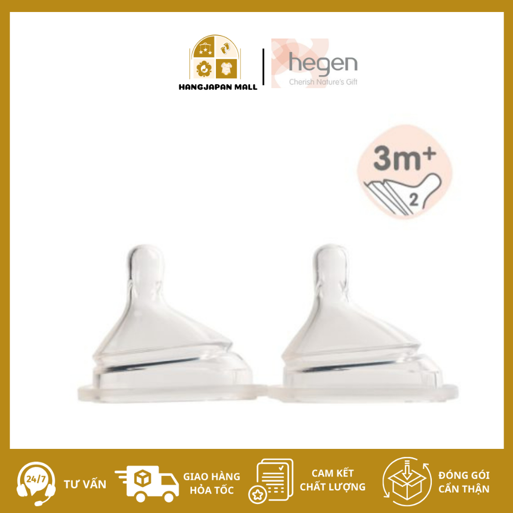 Bộ 2 Núm ti Hegen size M từ 3 – 6 tháng tuổi cho bé