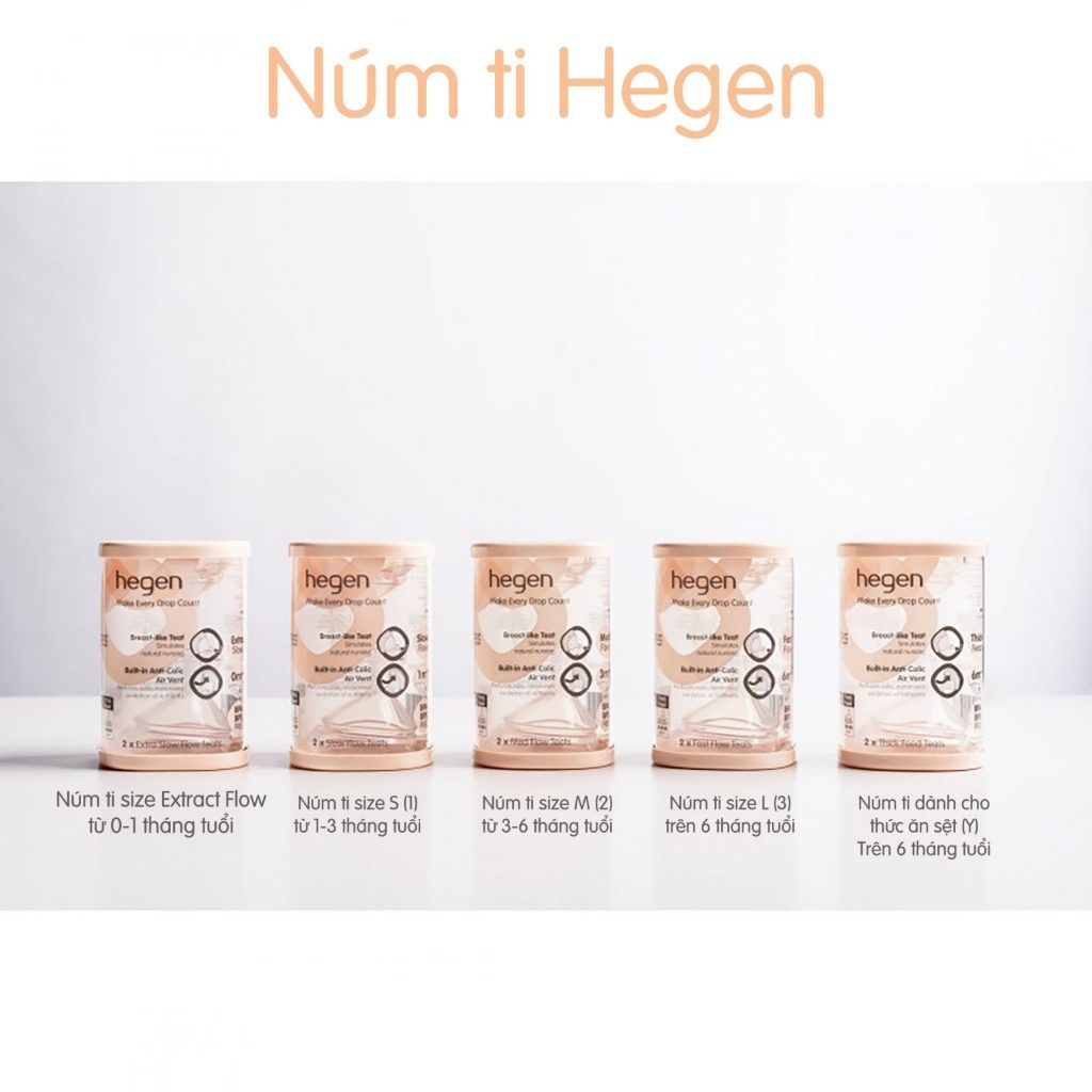 Bộ 2 Núm ti Hegen size M từ 3 – 6 tháng tuổi cho bé