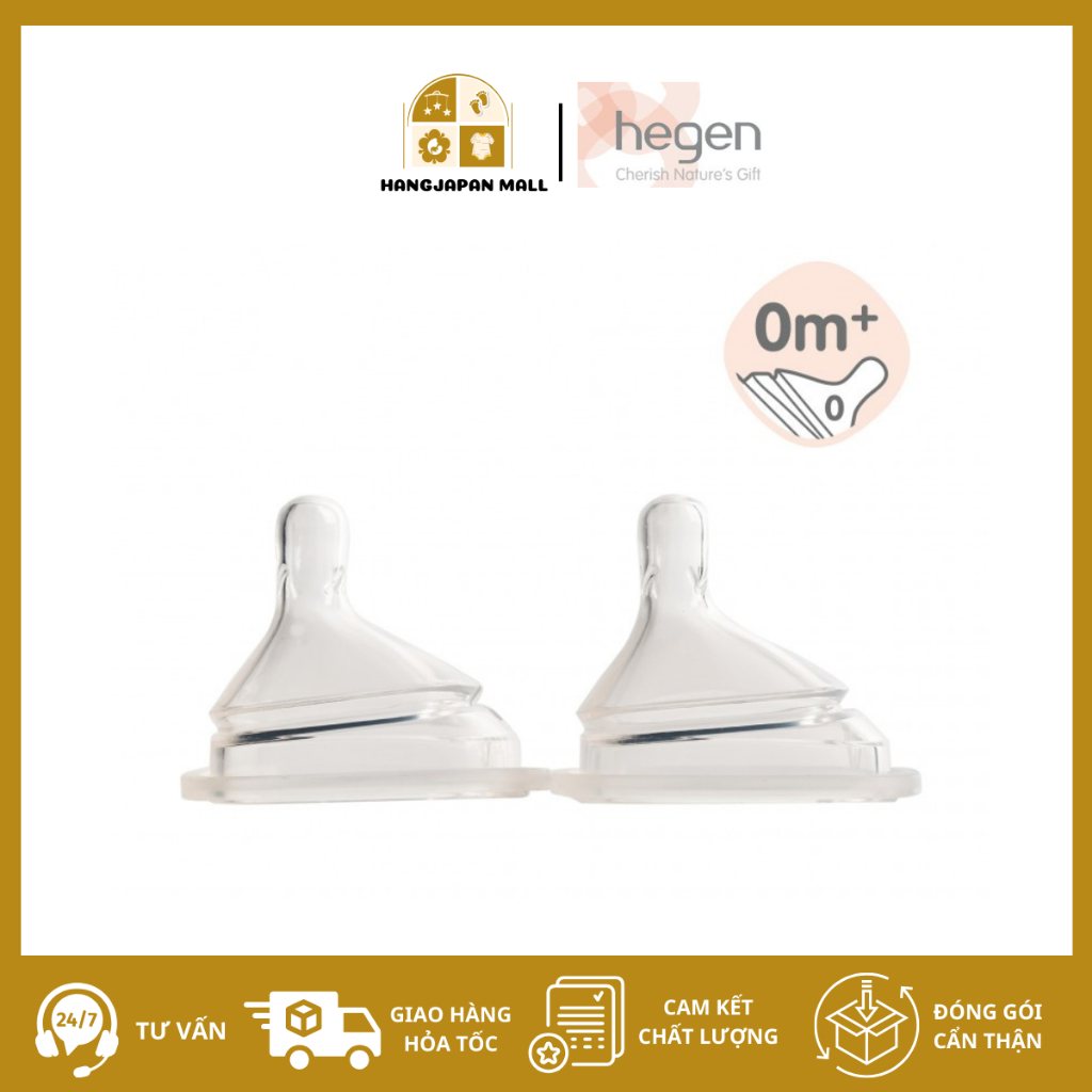 Bộ 2 Núm ti Hegen size Extract Flow từ 0 – 1 tháng cho bé sơ sinh