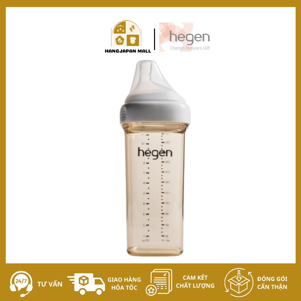 Bình sữa Hegen PPSU 330ml núm ti size L trên 6 tháng