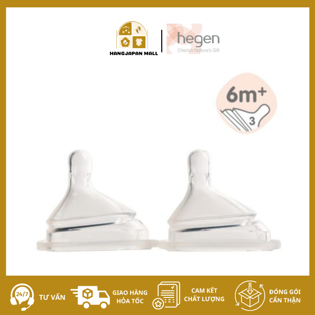 Bộ 2 Núm ti Hegen size L trên 6 tháng tuổi cho bé