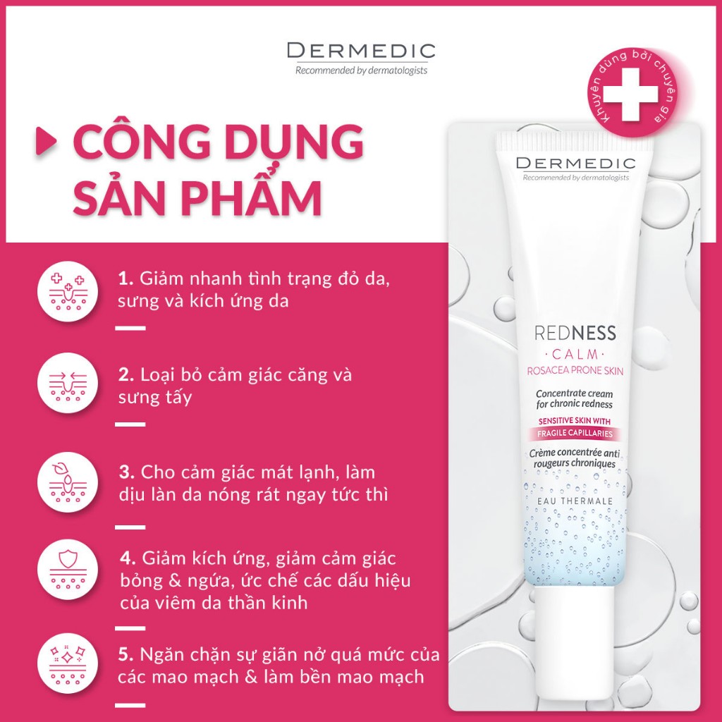 Kem Dưỡng Dành Cho Da Nhạy Cảm/Lộ Mao Mạch Dermedic Redness