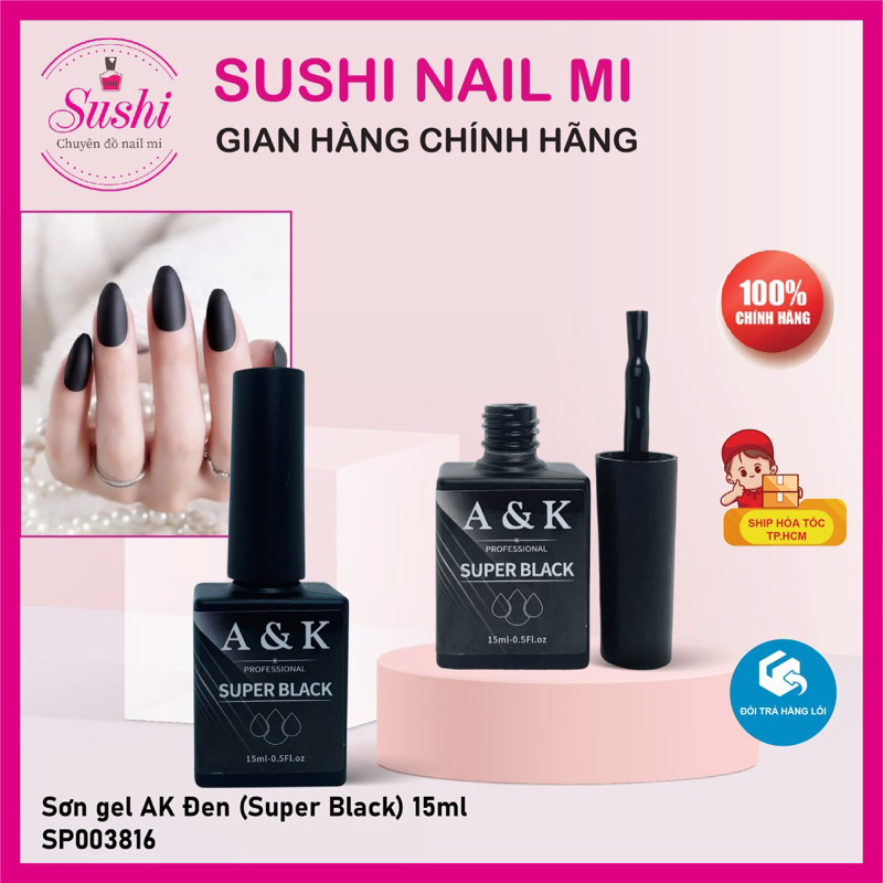 Sơn gel AK super trắng đen lên màu chuẩn 15ml - Sushi nail mi