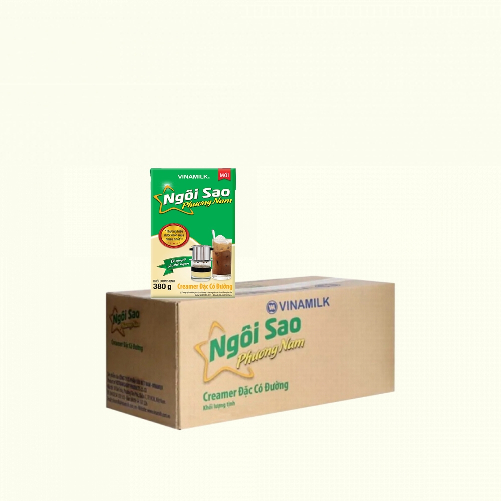 Thùng 24 hộp Creamer sữa đặc Ngôi Sao Phương Nam xanh lá Hộp giấy 380g