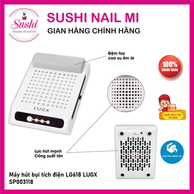 Máy hút bụi móng tay tích điện L’UGX LG618 - Máy hút bụi  cao cấp, chạy rất êm và khỏe - Sushi nail mi