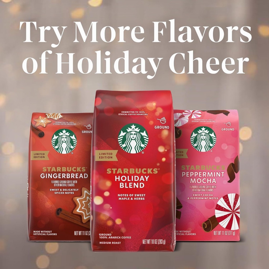 Cà phê rang xay sẵn - Starbucks Holiday Blend Medium Roast Ground Coffee 481gr