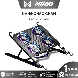 Giá Đỡ Laptop Thiết Kế Gấp Gọn Tiện Dụng Quạt LED RGB Chạy Mạnh Êm cho Máy Tính Bằng Hợp Với 2 Quạt
