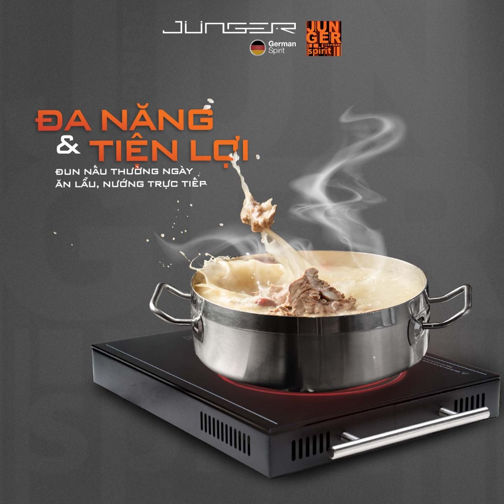 Bếp đơn hồng ngoại Junger ASC-86 2200W Không kén nồi Hàng Chính Hãng Bảo Hành 12 Tháng