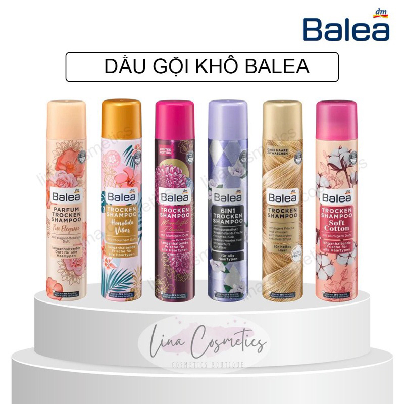 DẦU GỘI KHÔ BALEA CÁC MÙI HÀNG ĐỨC TÍCH HỢP BỘ LỌC UV,BẢO VỆ TÓC VÀ DA ĐẦU