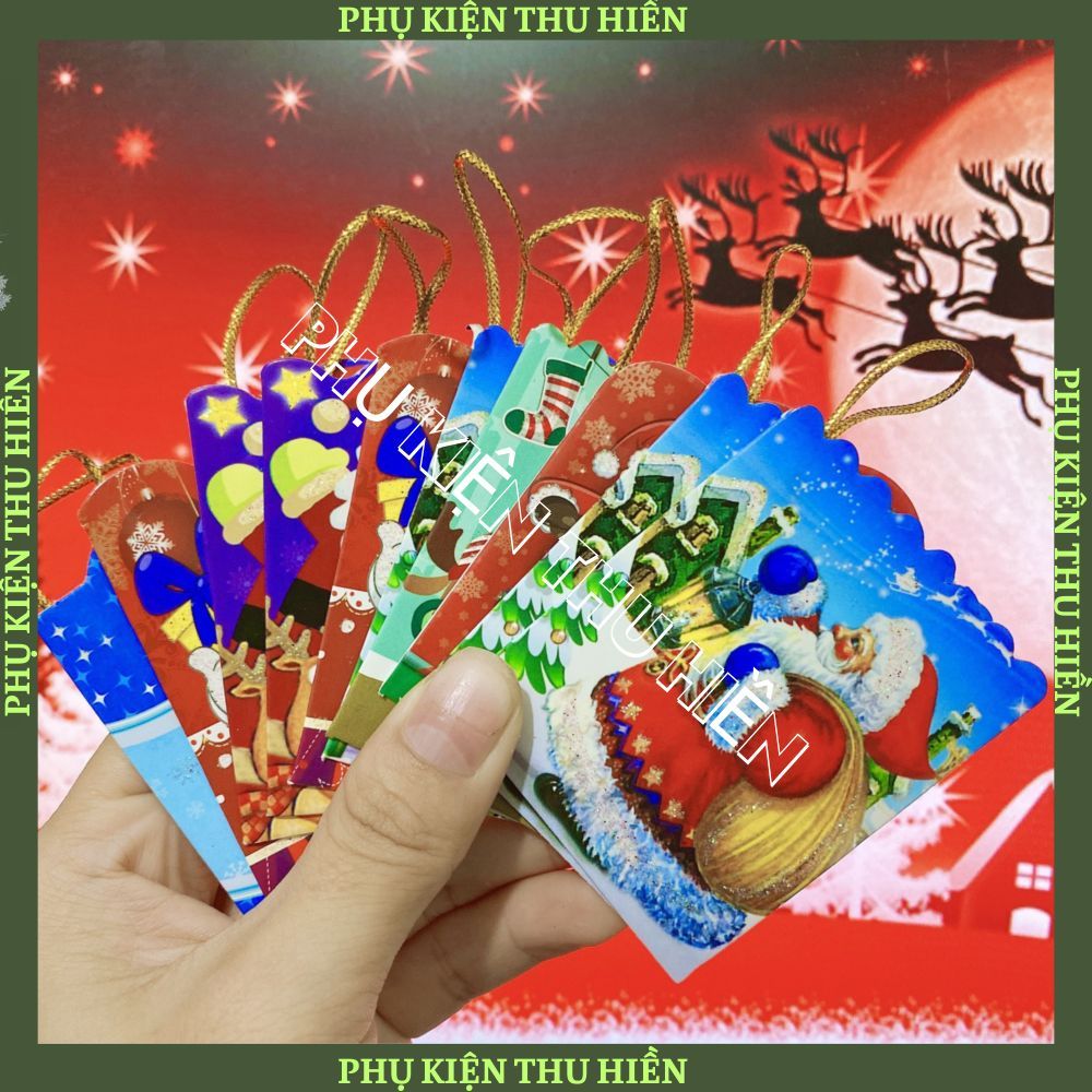Combo 10 tấm thiệp MẪU NGẪU NHIÊN  trang trí cây thông noel Thiệp cảm ơn , chúc mừng sự kiện Noel, Merry Chr