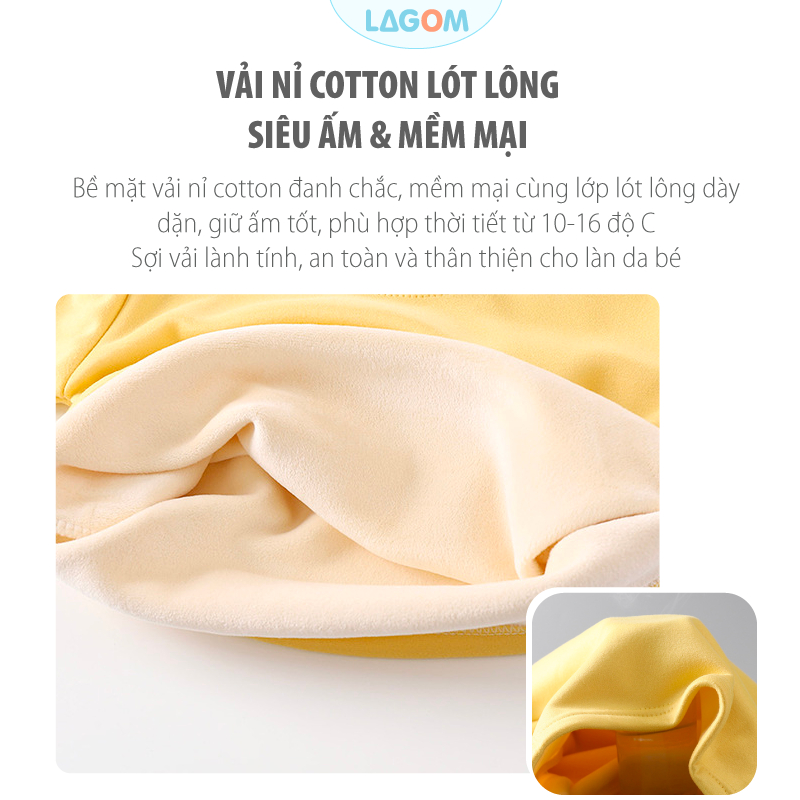 Bộ Nỉ Lót Nhung Cho Bé Siêu Ấm | Bộ Thu Đông Bé Trai, Bé Gái Giữ Nhiệt