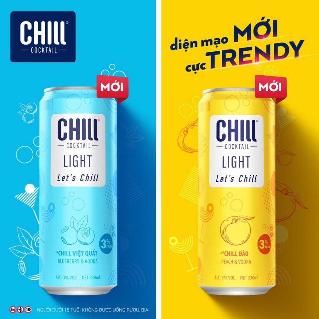 Thùng 24 lon Chill Cocktail vị Việt Quất 330ml/lon