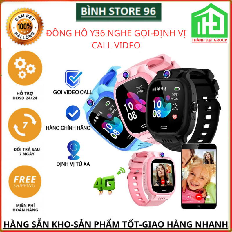 {CALL VIDEO } Đồng Hồ Thông Minh Y36 Lắp Sim Nghe Gọi - Định Vị Cảnh Báo Nguy Hiểm Chống Nước PX7 Có Tiếng Việt