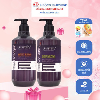 [+Mũ trùm] Bộ dầu gội xả Lusstaly Vitamin Collagen Moisturizing Repair phục hồi siêu mượt tóc 800ml