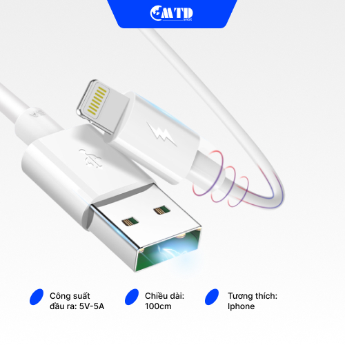 Cáp sạc siêu nhanh cho IPhone dài 1M, Chuẩn sạc nhanh không nóng máy