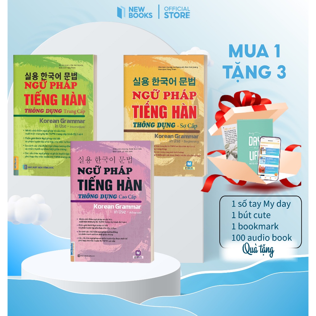 Combo Ngữ Pháp Tiếng Hàn Thông Dụng  – Korean Grammar In Use - Sách Bản Quyền - Bizbooks