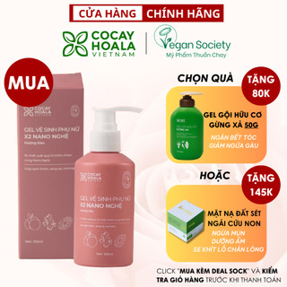 Dung dịch vệ sinh Phụ nữ Gel X2 Nano Nghệ Đào MỚI COCAYHOALA VIETNAM - Đào Chín Mềm Mại Lưu Hương 24h - 150ml/chai