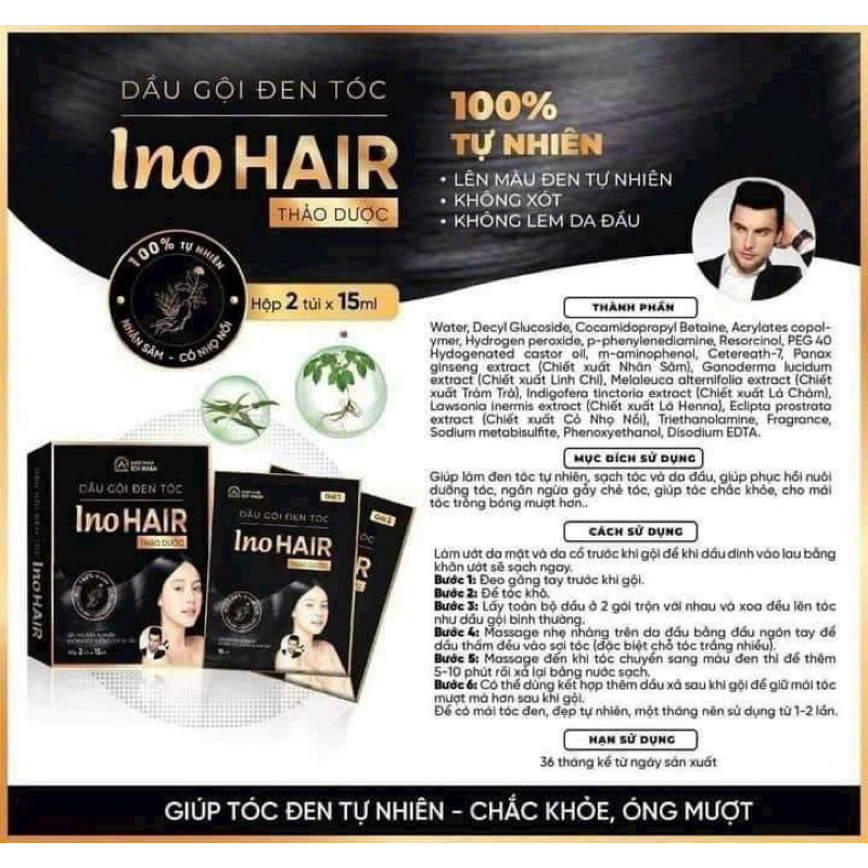 Dầu Gội Đen Tóc InoHAIR Dùng Cho 1 Lần Gội - Chính Hãng Dược Phẩm Ích Nhân
