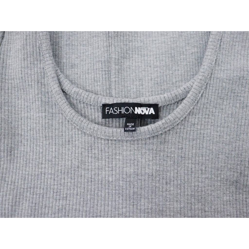 C3613 - Romper thun gân cổ tròn tay dài trơn