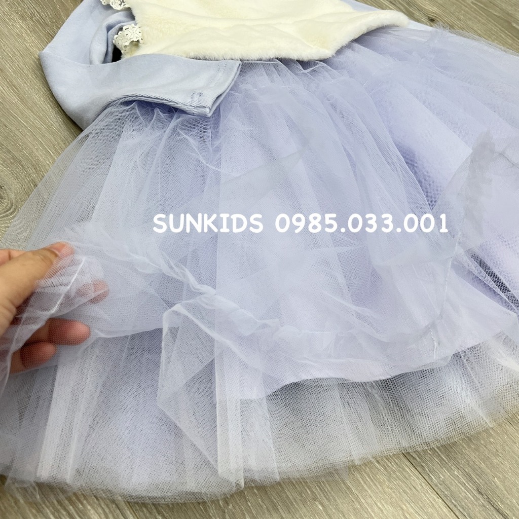 Set váy bé gái Peri mit kèm gile lông rời