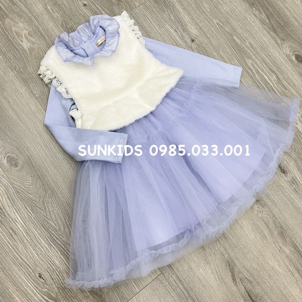 Set váy bé gái Peri mit kèm gile lông rời