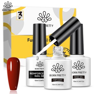 Born pretty 3pcs base top cứng móng gel liên kết top phủ bóng sơn gel 10ml