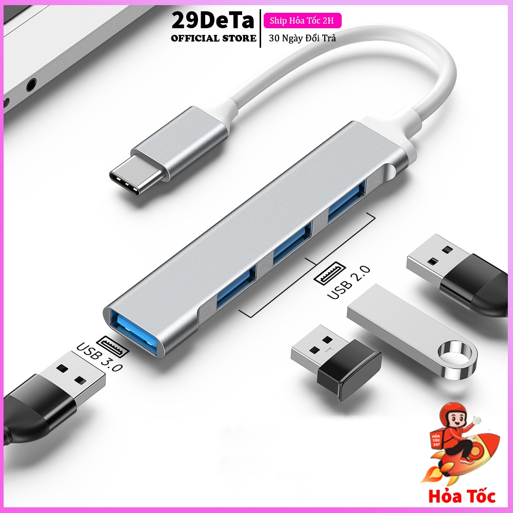 Bộ chia HUB Type C và HUB USB 3.0 tốc độ cao 29Date cổng chia usb mở rộng kết nối chuyển đổi cho laptop máy tính PC