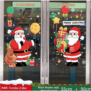  Decal trang trí Noel Hít Tĩnh Điện - Ông già Noel cầm bong bóng 