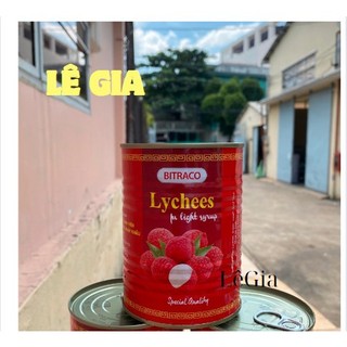 Vải thiều nước đường bitraco lon sơn - đặc sản thanh hà - 1 hộp 565g