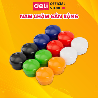 Nam Châm Gắn Bảng 15/20 mm Deli - 1 Vỉ 12 Viên - Dùng Trong Bảng Từ Văn Phòng, Nhiều Màu, Mạnh Mẽ