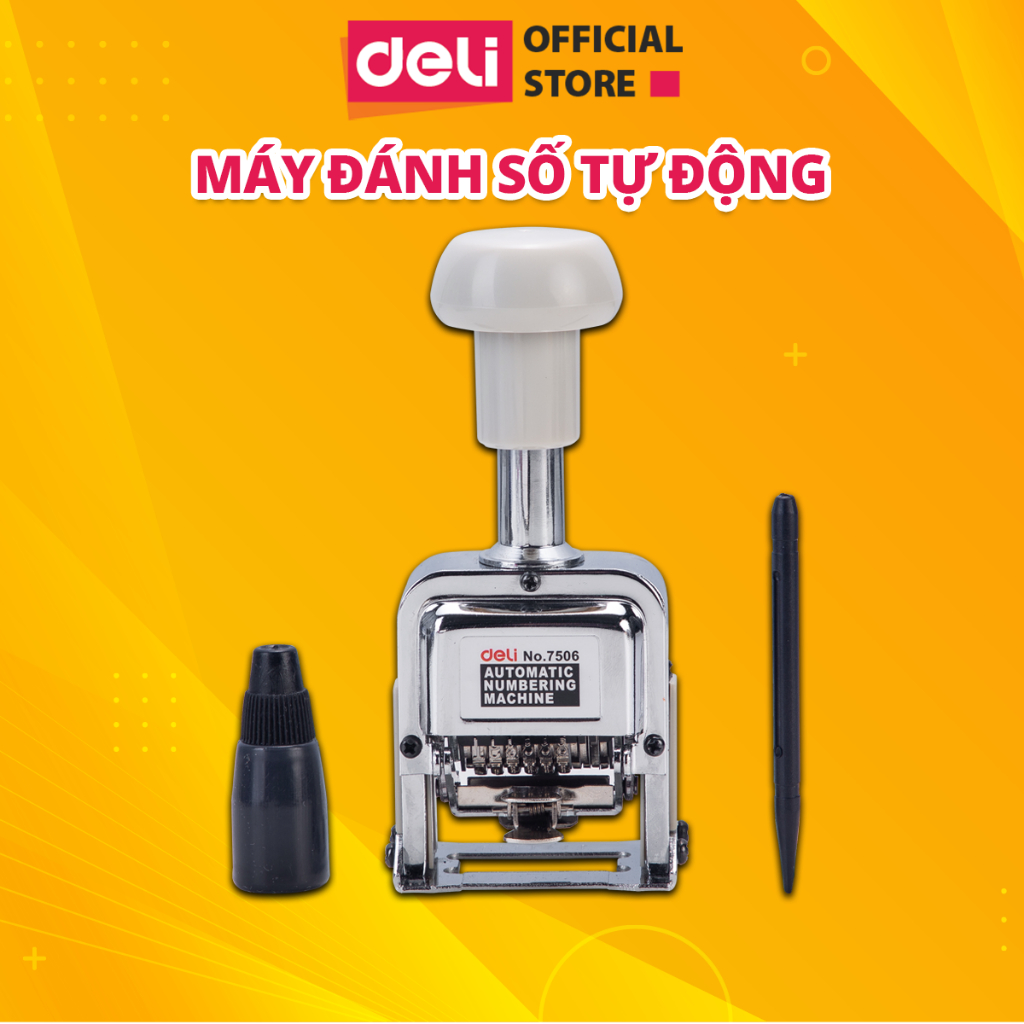 Dấu Nhảy Số Tự Động 6 Số DELI Đóng Số Thứ Tự, Dấu Nhảy Số Kim Loại Thiết Bị Hỗ Trợ Văn Phòng