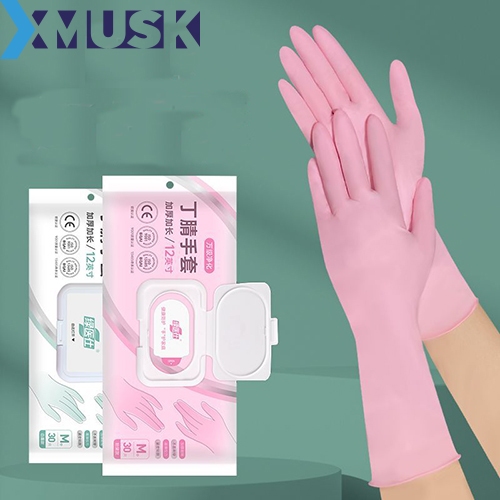 Găng Tay Cao Su Nhà Bếp Cao Cấp Xmusk, Chiều Dài 30CM, Siêu Dai Không Mùi An Toàn Sử Dụng Nhiều Lần (Gói 15 Đôi)