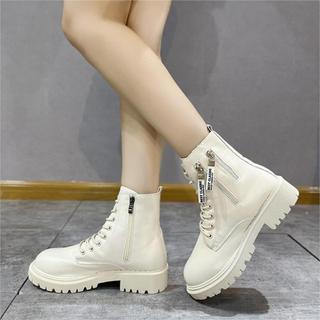 Giày boot nữ mwc 9125 - giày boot cổ lửng kiểu dáng buộc dây phối khoá kéo thời trang
