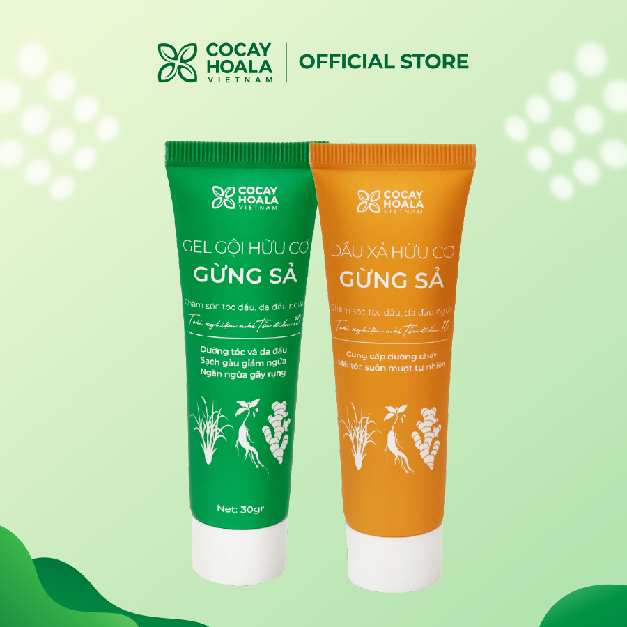 Dầu Gội Xả Hữu Cơ Gừng Sả Cỏ Cây Hoa Lá - Ngăn dầu bết tóc và giảm gàu ngứa Dung Tích Travelsize 50g