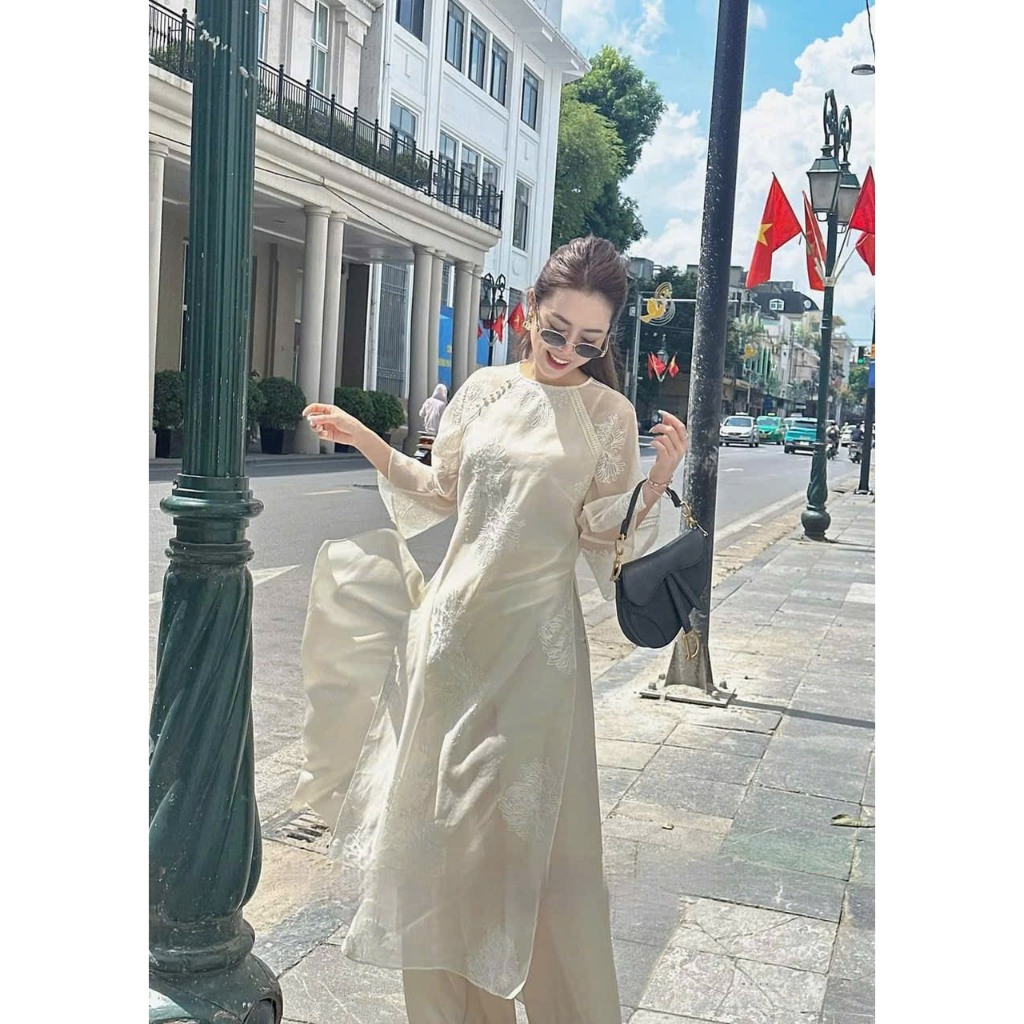 Áo dài cách tân nữ cao cấp chất liệu vải voan tơ cao cấp 4 tà siêu đẹp dự đám cưới mặc tết rất phù hợp