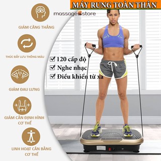 [NEW] Máy Rung Tập Bụng - Máy Rung Toàn Thân Điều Khiển Từ Xa 120 Cấp Độ, Nghe Nhạc, Kết Nối Bluetooth Đa Năng, Tiện Lợi