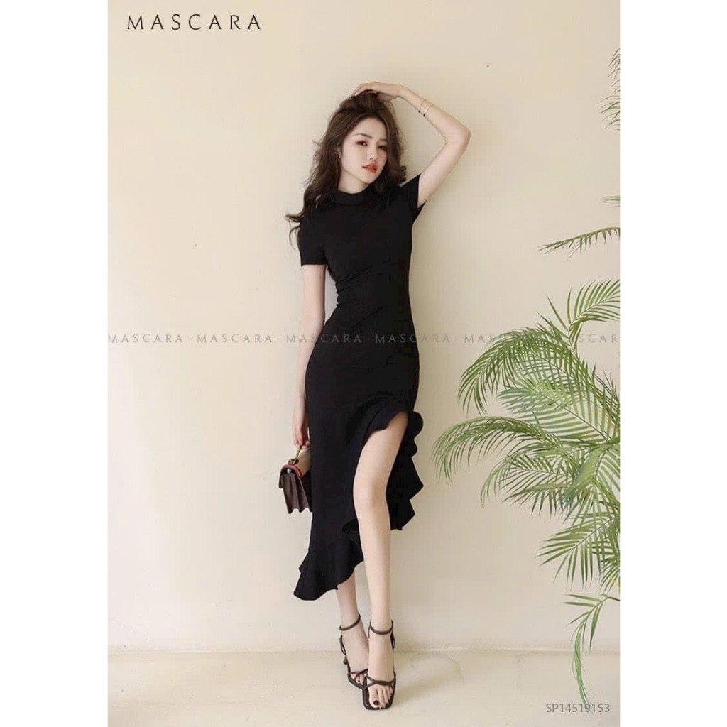 Váy đầm nữ dáng ôm chất gân tăm đuôi váy bèo xinh xắn