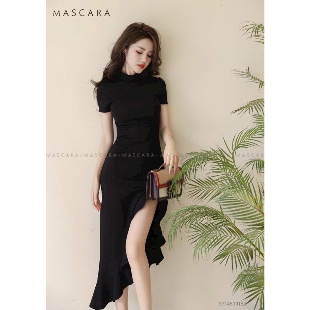 Váy đầm nữ dáng ôm chất gân tăm đuôi váy bèo xinh xắn