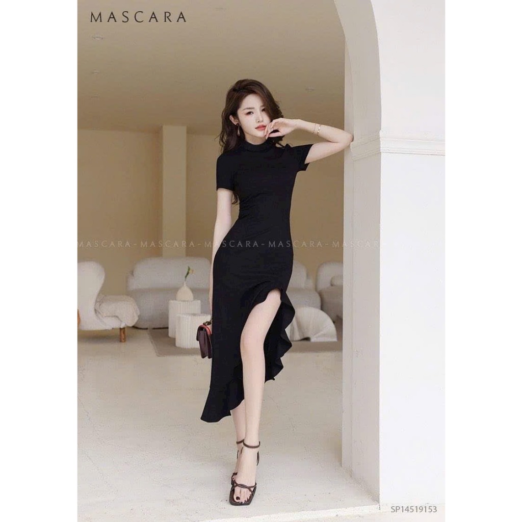 Váy đầm nữ dáng ôm chất gân tăm đuôi váy bèo xinh xắn