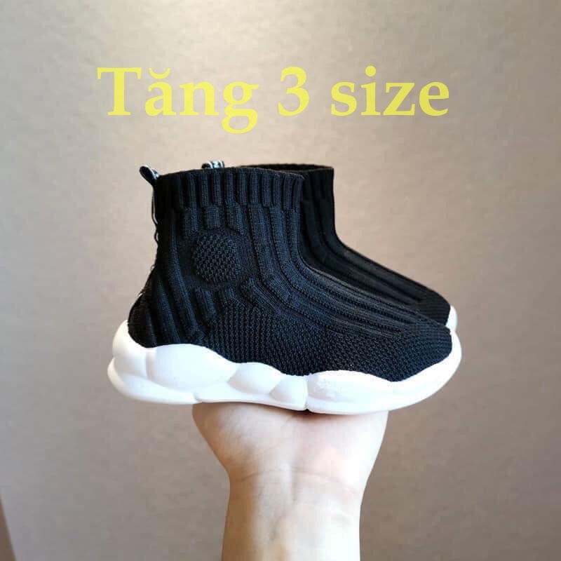TĂNG 3 SIZE Giày bún cổ cao ôm chân vải lưới cho bé gái bé trai K059