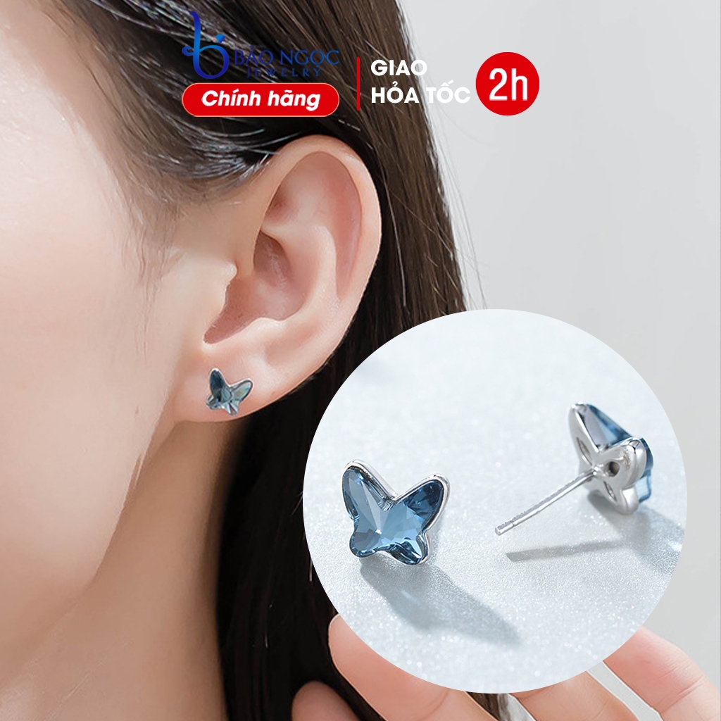 Bông Tai Nữ Bạc S925 Cánh Bướm Hồ Điệp Đính Đá Sang Trọng B2565 - Bảo Ngọc Jewelry