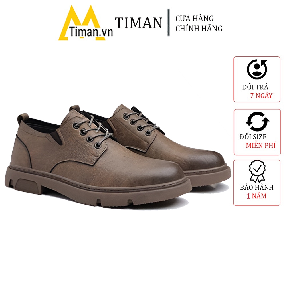 Giày da nam cao cấp buộc dây phong cách công sở kiểu hàn quốc màu nâu đẹp cao 3.5 phân bảo hành 1 năm RK03 TIMAN