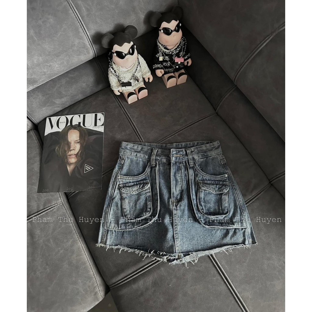 Chân váy mini denim jeans kèm belt S QCL1 LuciK Shop CV0026