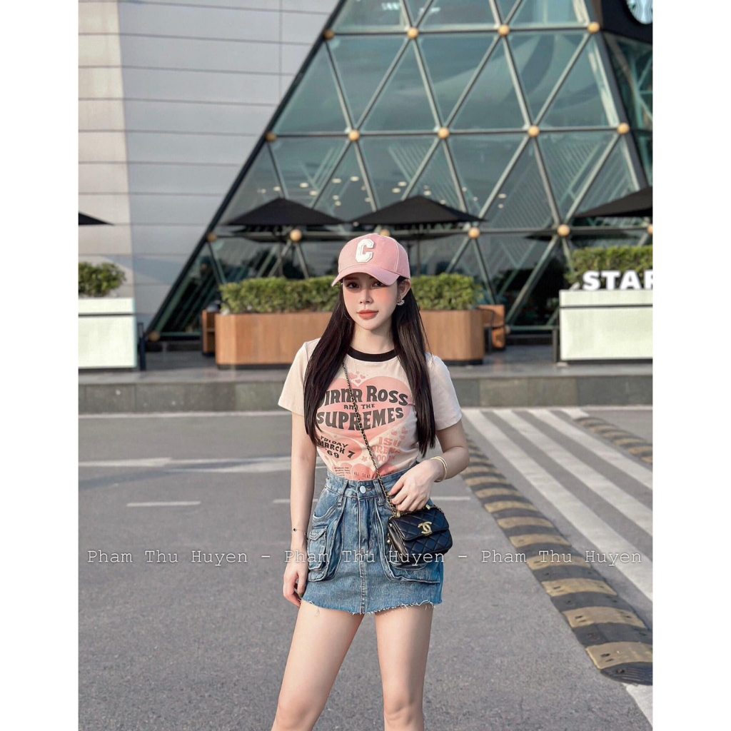 Chân váy mini denim jeans kèm belt S QCL1 LuciK Shop CV0026