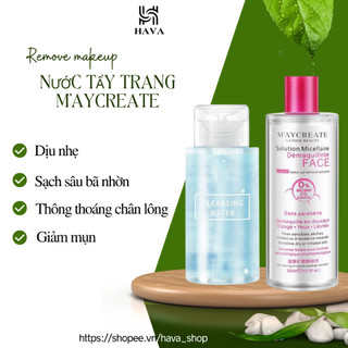 Nước tẩy trang Cleansing Water 300ml làm sạch sâu MayCreate nắp nhấn trắng HAVA SHOP
