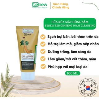 Combo 2 hộp sữa rửa mặt sâm đỏ xoá nám xạm, dưỡng trắng da BENEW hàn quốc 100ml/Hộp