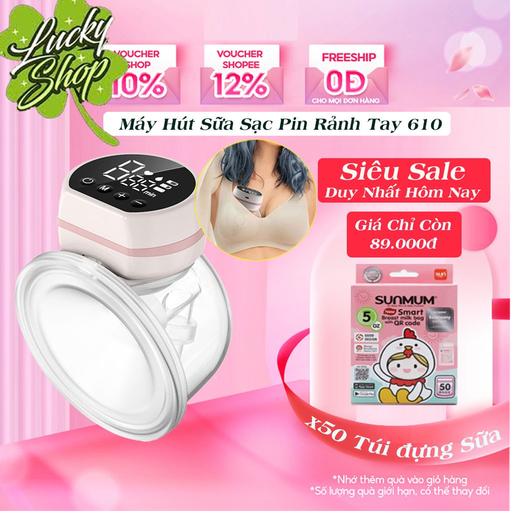 Máy Hút Sữa Không Dây Rảnh Tay Cao Cấp Máy Hút Sữa Đơn Massage Kích Sữa Máy Vắt Sữa Thông Minh Êm Ái Sạc Pin Tiện Lợi