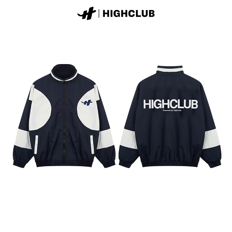 Áo Khoác H STRIPED JACKET BLUE/CREAM màu XANH/KEM vải dù cổ đứng HIGHCLUB Brand Chính Hãng